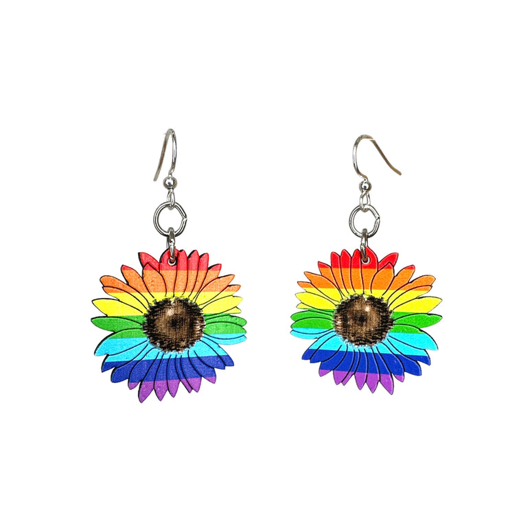 Rainbow Sunflower Earrings 