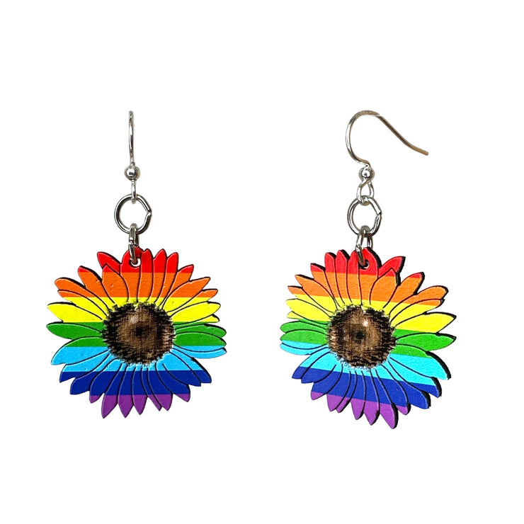 Rainbow Sunflower Earrings 