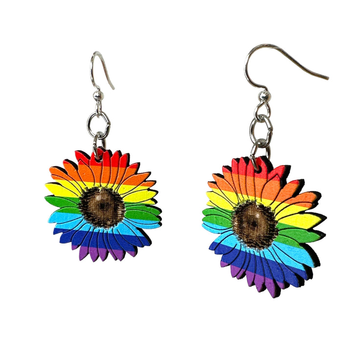 Rainbow Sunflower Earrings 