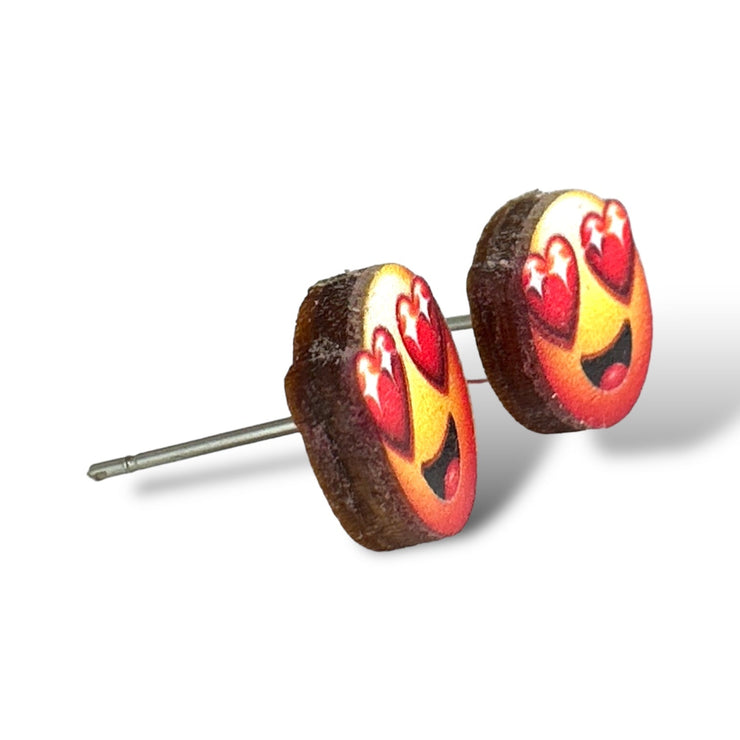 Heart Eye Emoji Stud Earrings 