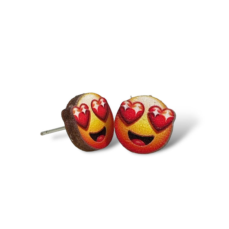 Heart Eye Emoji Stud Earrings 