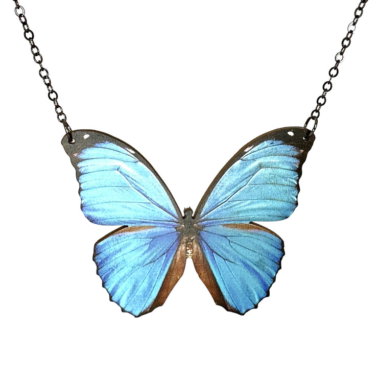 Blue Morpho Butterfly Necklace 