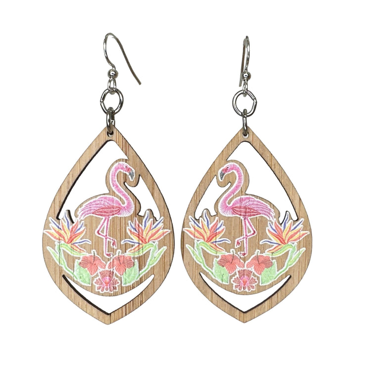 Tropicana Flamingo Bamboo Earrings 