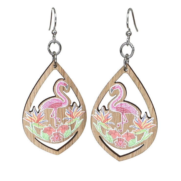 Tropicana Flamingo Bamboo Earrings 