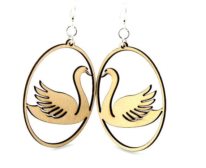 Swan in Oval Earrings 