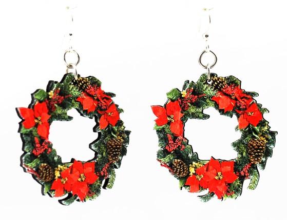 Large Christmas Wreath Earrings 