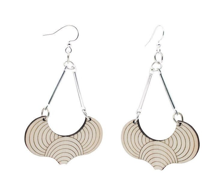 Arabesque Marble Wood Earrings 