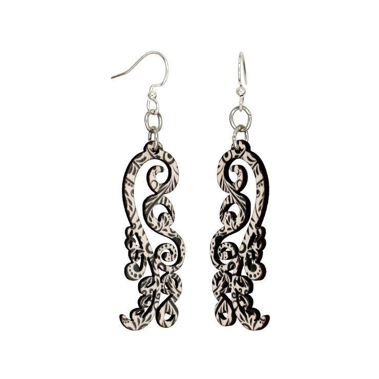 Dancing Black Floral Earrings 