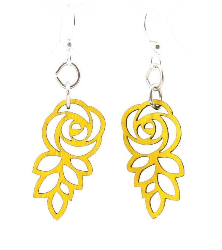 Leafed Blossom Rose Earrings 