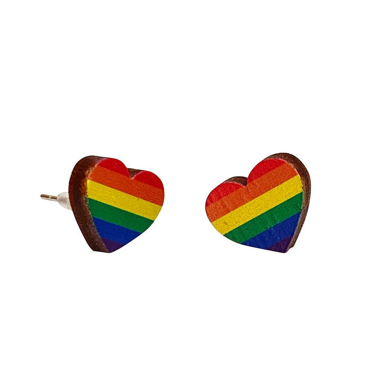 Rainbow Heart Stud Earrings 