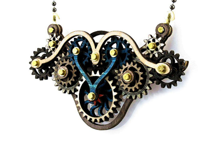 Kinetic Winged Gear Necklace 6004A