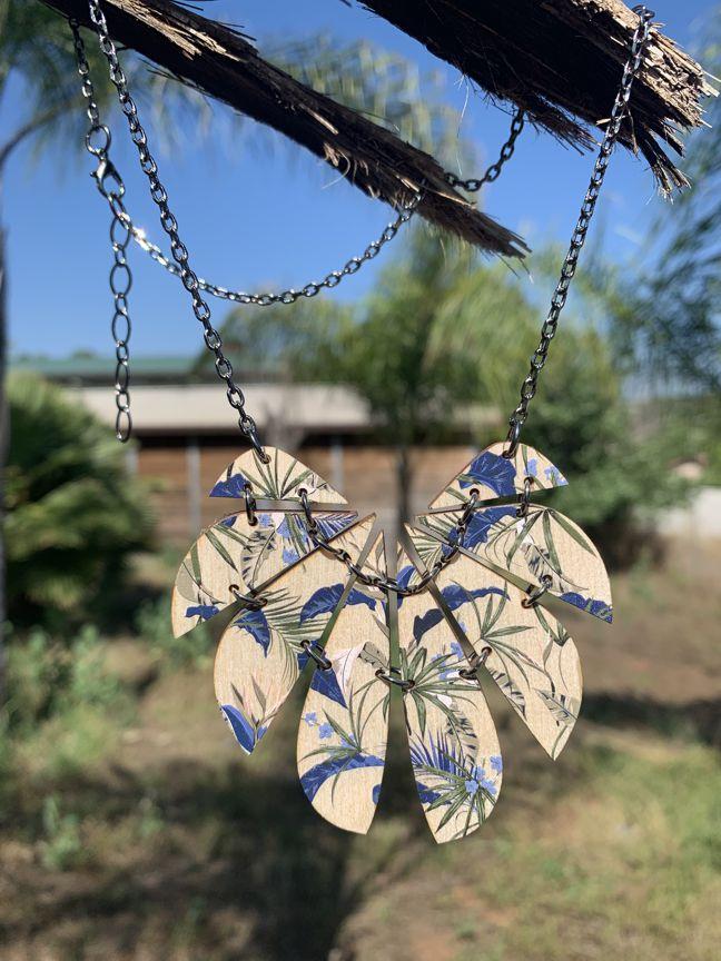 Blue Botanical Necklace 