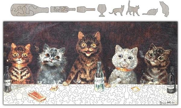 Cats Know How To Party Wooden Whimsical Puzzle 