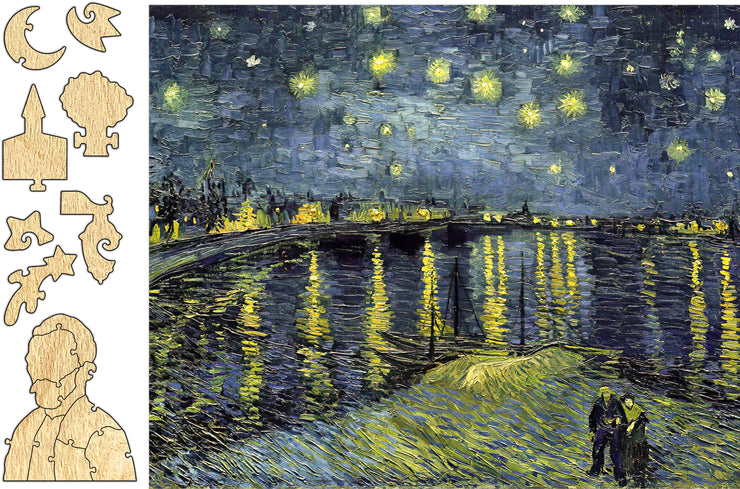 Whimsical Starry Night Over the Rhone Puzzle